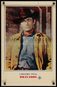 8t680 BRAVADOS Italian 15x24 1958 completely different close-up portrait of Gregory Peck!