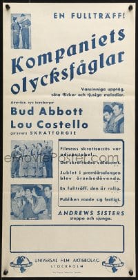 8t130 BUCK PRIVATES Swedish stolpe 1940 Bud Abbott & Lou Costello, plus The Andrews Sisters!