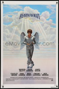 8w387 HEAVEN CAN WAIT 1sh 1978 Lettick art of angel Warren Beatty wearing sweats, football!