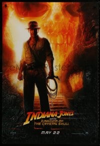 8w434 INDIANA JONES & THE KINGDOM OF THE CRYSTAL SKULL teaser DS 1sh 2008 Drew art of Harrison Ford!