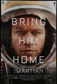 8w565 MARTIAN style A advance DS 1sh 2015 close-up of astronaut Matt Damon, bring him home!