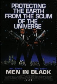 8w582 MEN IN BLACK advance DS 1sh 1997 Will Smith & Tommy Lee Jones protecting the Earth!