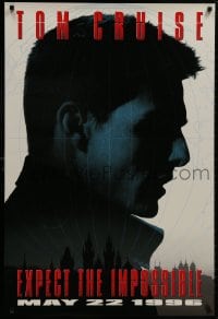 8w597 MISSION IMPOSSIBLE teaser 1sh 1996 cool silhouette of Tom Cruise, Brian De Palma directed!