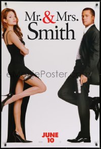 8w614 MR. & MRS. SMITH teaser 1sh 2005 June 10 style; assassins Brad Pitt & sexy Angelina Jolie!