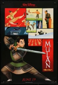 8w618 MULAN advance DS 1sh 1998 June 19 style, Walt Disney Ancient China cartoon, training images!