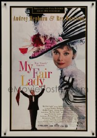 8w622 MY FAIR LADY 1sh R1994 great close-up image of Audrey Hepburn, Rex Harrison!