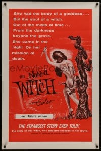 8w625 NAKED WITCH 1sh 1964 fantastic silly horror art of sexy naked girl with body of a goddess!