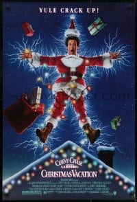 8w630 NATIONAL LAMPOON'S CHRISTMAS VACATION DS 1sh 1989 Consani art of Chevy Chase, yule crack up!