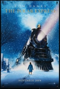 8w675 POLAR EXPRESS teaser DS 1sh 2004 Tom Hanks, Robert Zemeckis, art of train by D. Chiang