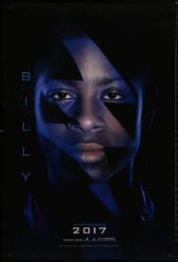 8w688 POWER RANGERS teaser DS 1sh 2017 cool close-up of RJ Cyler as Billy, The Blue Ranger!