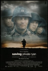 8w767 SAVING PRIVATE RYAN DS 1sh 1998 Spielberg, cast image of Tom Hanks, Tom Sizemore, Matt Damon!