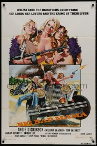 8z085 BIG BAD MAMA 1sh 1974 great John Solie art of sexy Angie Dickinson, female criminals w/guns!