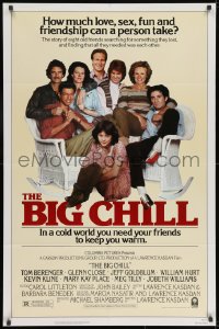 8z086 BIG CHILL 1sh 1983 Lawrence Kasdan, Tom Berenger, Glenn Close, Jeff Goldblum, Hurt!