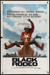 8z093 BLACK RODEO 1sh 1972 Muhammad Ali, Woody Strode, black cowboy on horse in city image!