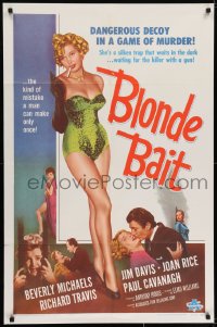 8z099 BLONDE BAIT 1sh 1956 full-length sexy smoking bad girl Beverly Michaels is a silken trap!