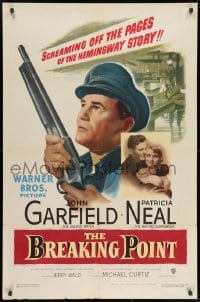 8z122 BREAKING POINT 1sh 1950 super c/u of John Garfield & Patricia Neal, Ernest Hemingway!