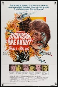 8z123 BREAKOUT 1sh 1975 Jim Pearsall action artwork, Charles Bronson!