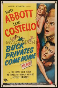 8z131 BUCK PRIVATES COME HOME 1sh 1947 Bud Abbott & Lou Costello are back from the front!