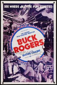 8z132 BUCK ROGERS 1sh R1966 Buster Crabbe sci-fi serial, see where all the fun started!