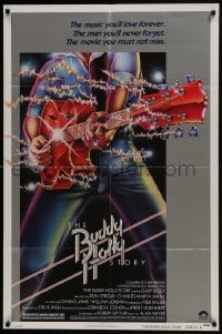 8z133 BUDDY HOLLY STORY style B 1sh 1978 Gary Busey, great art of electrified guitar, rock 'n' roll