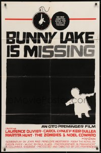 8z135 BUNNY LAKE IS MISSING 1sh 1965 directed by Otto Preminger, cool Saul Bass doll art!