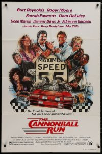 8z146 CANNONBALL RUN 1sh 1981 Burt Reynolds, Farrah Fawcett, Drew Struzan car racing art!