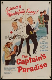 8z150 CAPTAIN'S PARADISE 1sh 1953 art of Alec Guinness trying to juggle two wives by Al Hirschfeld!