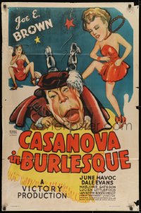 8z153 CASANOVA IN BURLESQUE 1sh 1944 wacky artwork of comic Joe E. Brown & solo Dale Evans!