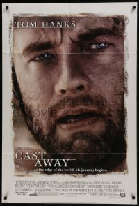 8z155 CAST AWAY style A DS 1sh 2000 Tom Hanks stranded on a desert island, Robert Zemeckis