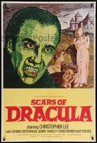 8z761 SCARS OF DRACULA English 1sh 1970 c/u art of bloody vampire Christopher Lee, Hammer horror!