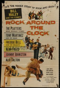 8z740 ROCK AROUND THE CLOCK 1sh 1956 Bill Haley & His Comets, The Platters, Alan Freed!