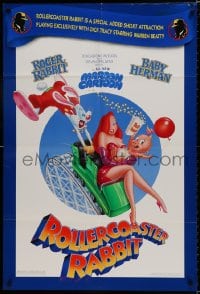 8z745 ROLLERCOASTER RABBIT DS 1sh 1990 Steven Spielberg cartoon, Roger & sexy animated Jessica!