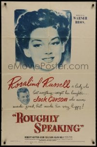 8z748 ROUGHLY SPEAKING 1sh 1945 feminist Rosalind Russell has happiness w/ 2nd husband Carson!