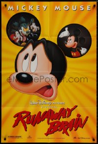 8z750 RUNAWAY BRAIN DS 1sh 1995 Disney, great huge Mickey Mouse Jekyll & Hyde cartoon image!