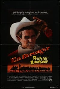 8z751 RUSTLERS' RHAPSODY 1sh 1985 cowboy western parody, cool close-up of cowboy Tom Berenger!