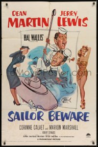 8z753 SAILOR BEWARE 1sh 1952 Dean Martin & Jerry Lewis, sexy Corinne Calvet!