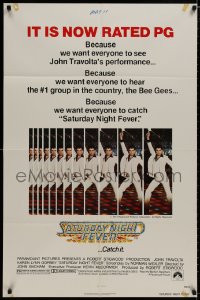 8z758 SATURDAY NIGHT FEVER 1sh R1979 multiple images of disco dancer Travolta, it's now rated PG!