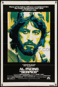 8z774 SERPICO 1sh 1974 great image of undercover cop Al Pacino, Sidney Lumet crime classic!