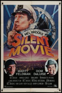 8z791 SILENT MOVIE 1sh 1976 Marty Feldman, Dom DeLuise, art of Mel Brooks by John Alvin!