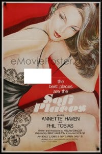 8z803 SOFT PLACES 24x36 1sh 1977 cool Villagran artwork of sexy Annette Haven in skimpy lingerie!