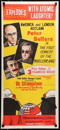 9c621 DR. STRANGELOVE censored Aust daybill 1964 Stanley Kubrick classic, Peter Sellers, different!