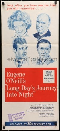 9c775 LONG DAY'S JOURNEY INTO NIGHT Aust daybill 1963 Katharine Hepburn, Ralph Richardson