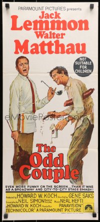 9c814 ODD COUPLE Aust daybill 1968 different art of best friends Walter Matthau & Jack Lemmon!