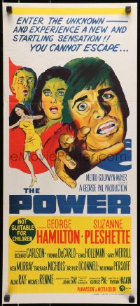 9c834 POWER Aust daybill 1968 George Hamilton, Suzanne Pleshette, Richard Carlson!