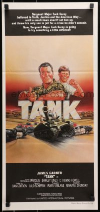 9c926 TANK Aust daybill 1984 great art of James Garner in uniform & C. Thomas Howell by Craig!