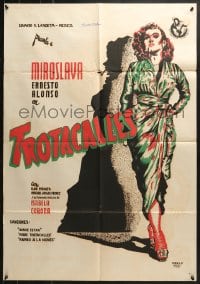 9c251 TROTACALLES export Mexican poster 1951 art of sexy Miroslava by Juan Antonio Vargas Ocampo!