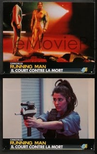 9c124 RUNNING MAN 6 French LCs 1988 Arnold Schwarzenegger & evil host Richard Dawson!