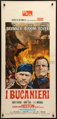 9f357 BUCCANEER Italian locandina R1970 different art of Yul Brynner & Charlton Heston by Gasparri!