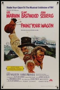 9g822 PAINT YOUR WAGON 1sh 1969 Ron Lesser art of Clint Eastwood, Lee Marvin & Jean Seberg!