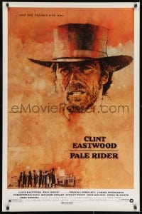 9g823 PALE RIDER 1sh 1985 great close-up artwork of cowboy Clint Eastwood by C. Michael Dudash!